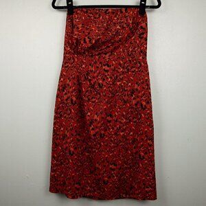 The Limited orange cheetah print strapless dress-6